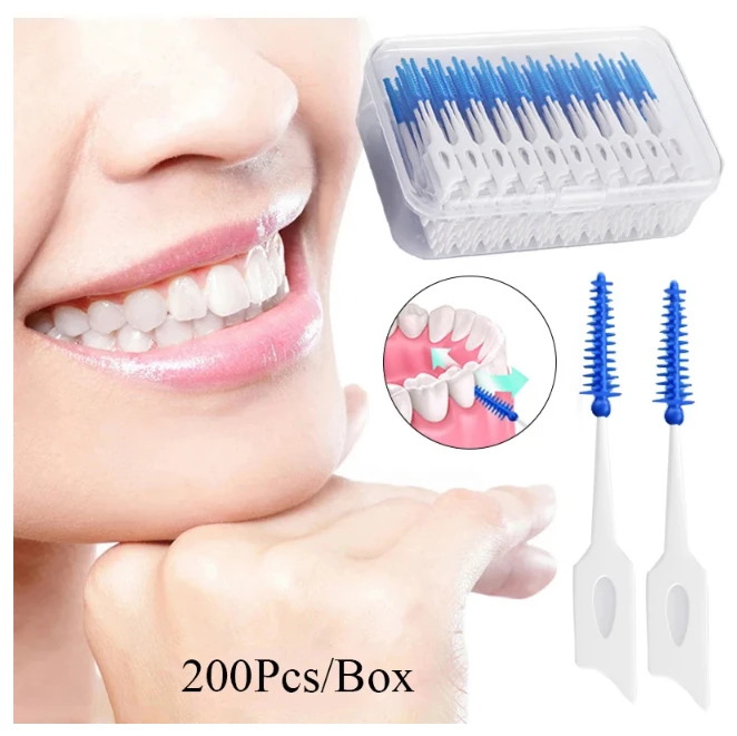 200pcs Interdental Silicone Brushes Dental Toothpicks Brush Between Teeth Silicone Toothpicks With Thread Oral Cleaning Tool-6