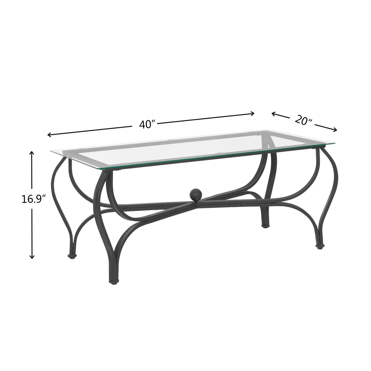 3-Piece Coffee Table Set, Tempered Glass Surface Living Room Sets, Coffee Table & 2 End Side Table, Metal Frame for Living Room, Home Office (Glass)