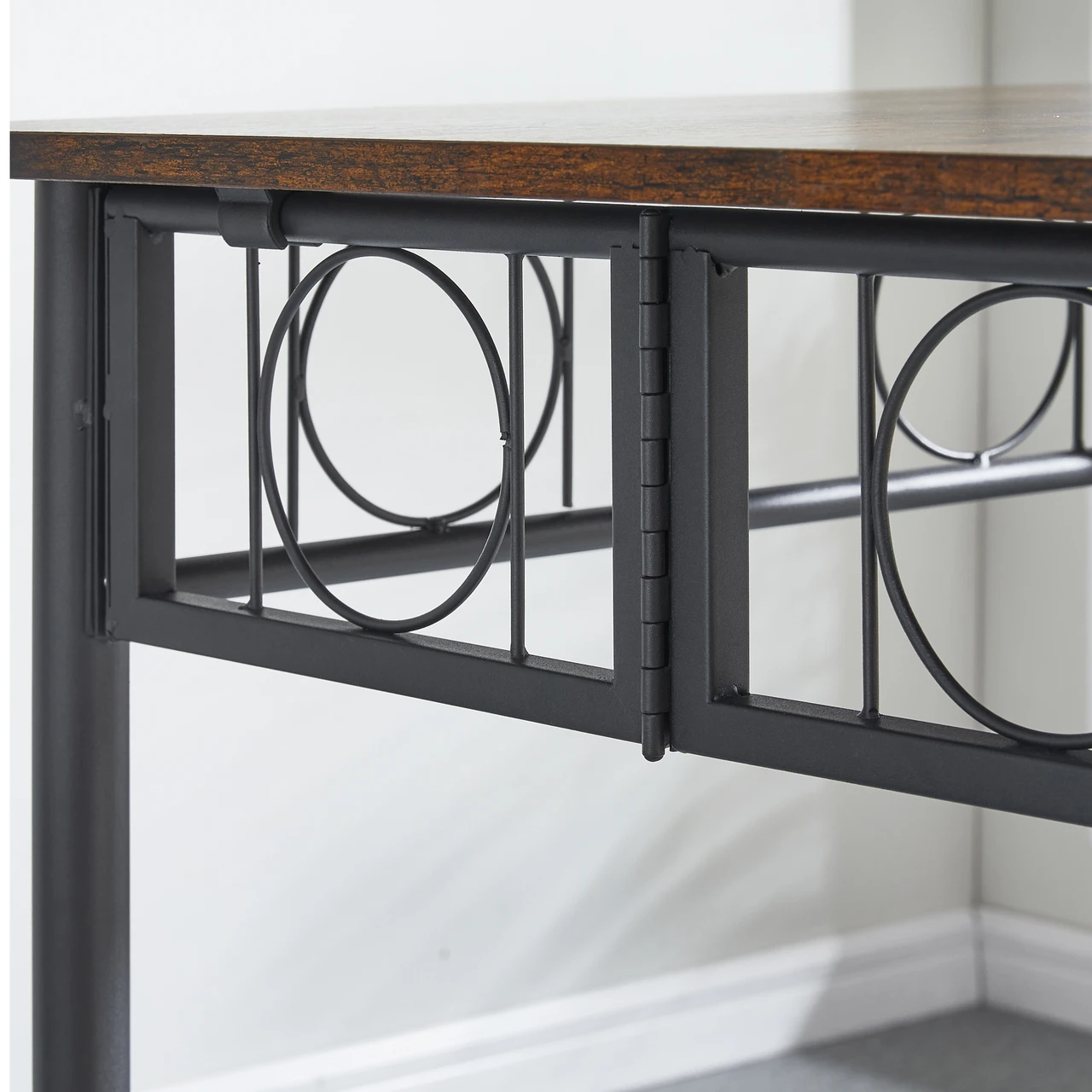 Folding Dining Table for 4 People, Dining Table with Removable Panels, no Installation Required, Kitchen Dining Table for Small Spaces (Brown) Metal Legs