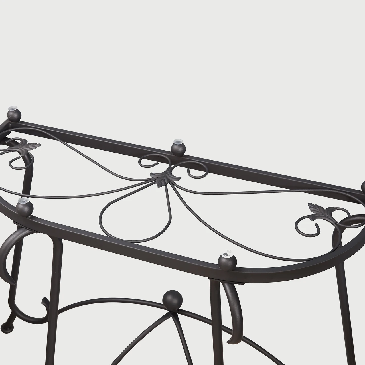 Tempered Glass Surface Console Table Coffee Table with Sturdy Construction for Living Room (Rustic Black) 