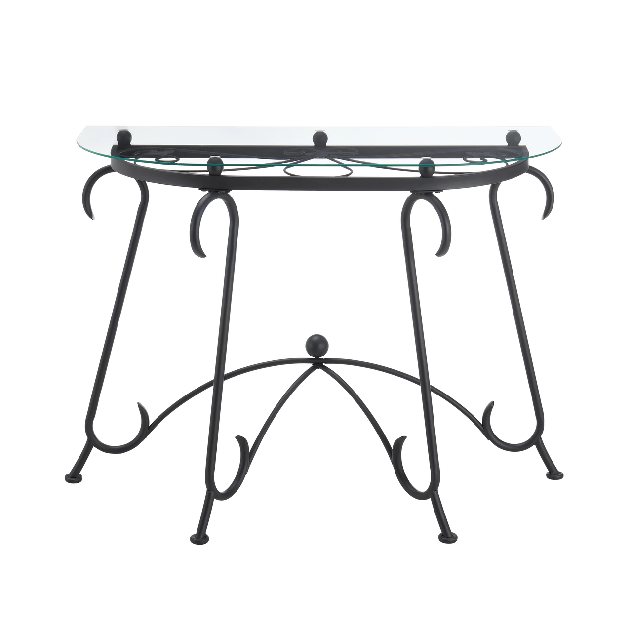 Tempered Glass Surface Console Table Coffee Table with Sturdy Construction for Living Room (Rustic Black) 