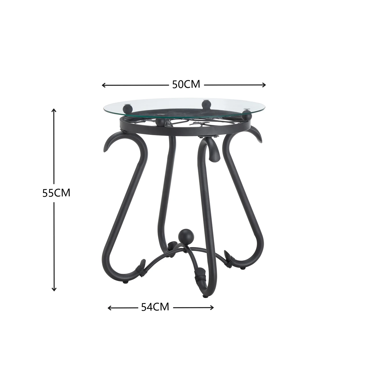 2 Piece Tempered Glass Surface Coffee Table Set, Decor Coffee Table Round End Side Table with Sturdy Construction for Living Room (Rustic Black)