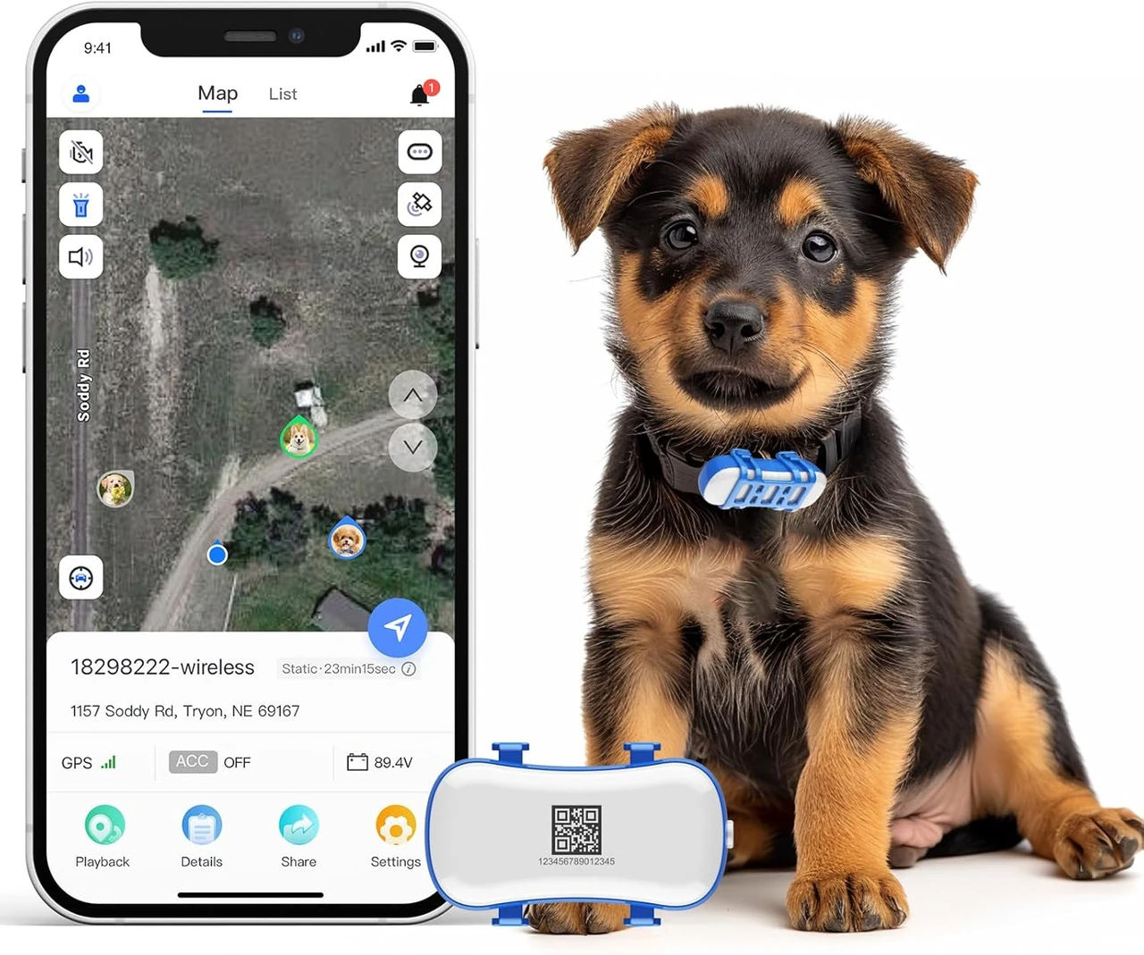 GPS Tracker for Dogs, Pet GPS Location, Unlimited Range, Waterproof, Smart Pet Activity Tracker