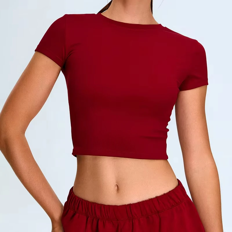Yoga Top Sport T Shirts Women Fitness Clothes Workout Short Sleeve Crop Top 