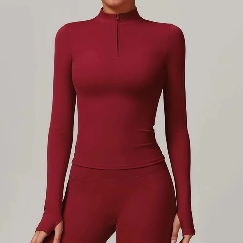 Zipper Long Sleeve Yoga Shirts Sport Top Fitness Yoga Top