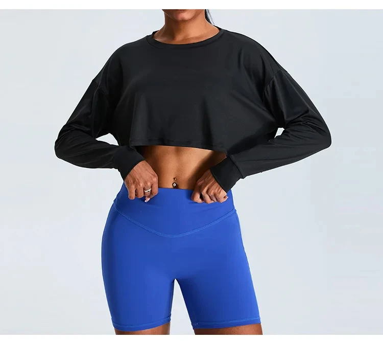 Women Loose Yoga Long Sleeved Fitness Top Loose Casual Sports T-shirt