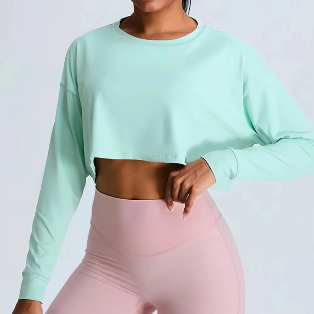 Women Loose Yoga Long Sleeved Fitness Top Loose Casual Sports T-shirt