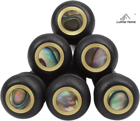 6Pcs Ebony Pin with Abalone brass ring