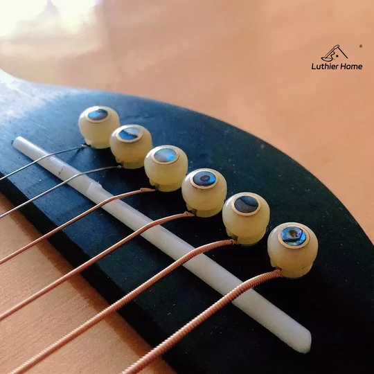 6Pcs Real Cow Bone Pins with Abalone & Brass Ring 