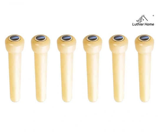 6Pcs Real Cow Bone Pins with Abalone & Brass Ring 