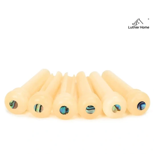 6Pcs Unbleached Real Cow Bone Pins with Abalone 