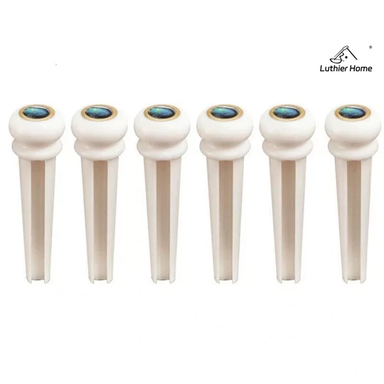 6Pcs Ivory Real Cow Bone Pins with Abalone & Brass ring