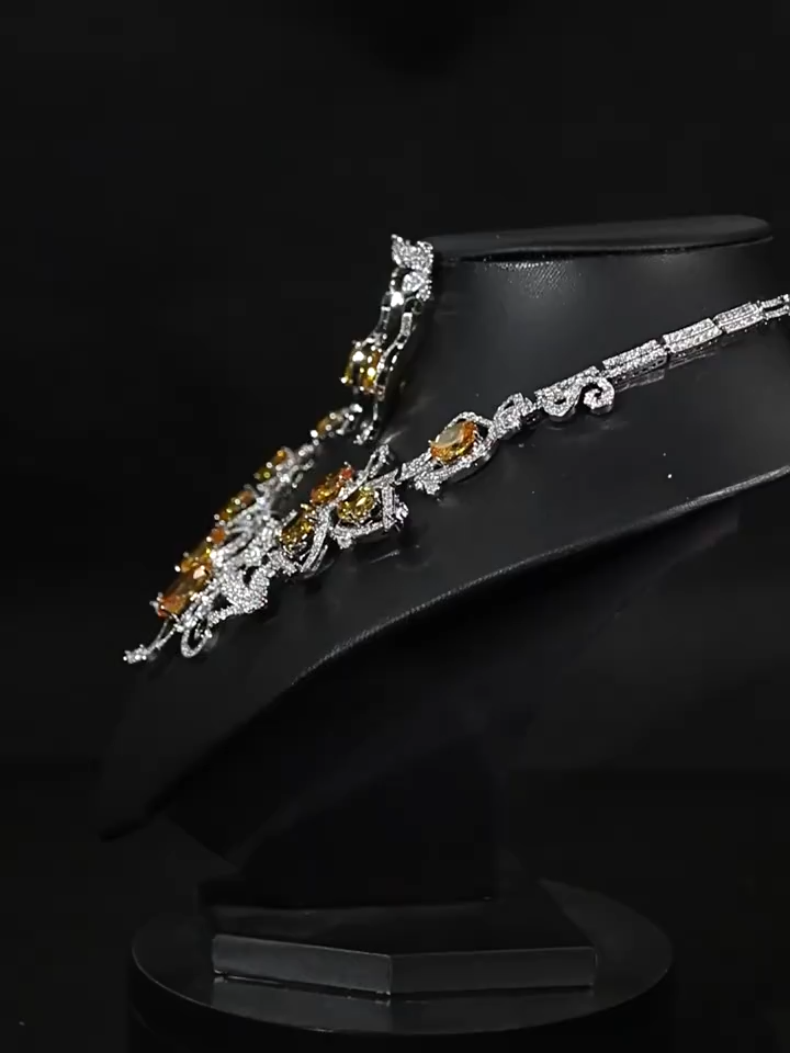 Vintage Bridal Jewelry Set | Oversized Gemstone Iris Necklace for Your Special Day