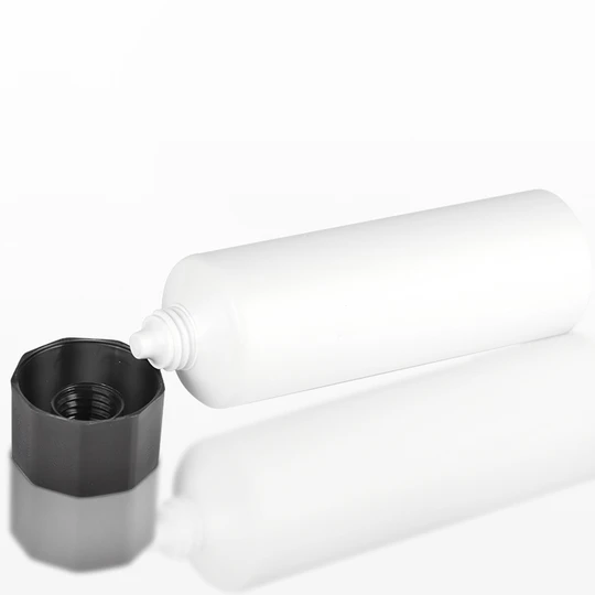 K400501-D40mm Flat Head Plastic Tube with Octagonal Screw On Cap