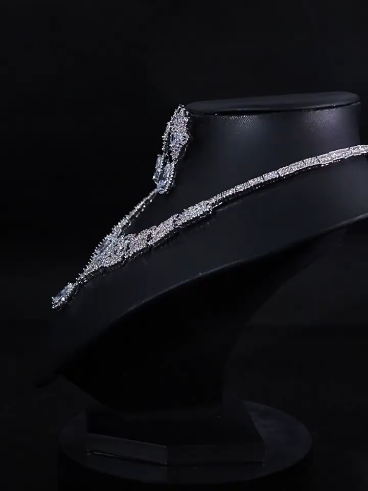 Statement Necklace Set | CZ Stones & Glamorous Design for Evening Gowns & Special Events