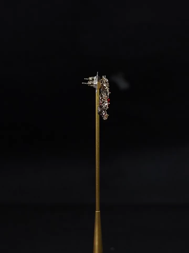 Asymmetrical Floral CZ Earrings | High-End Studs for Stylish Women's Ear Jewelry Collection