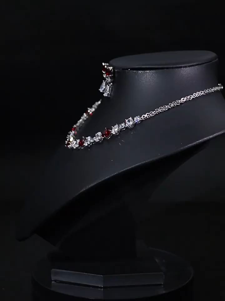 French High-End Jewelry Set | Stylish CZ Necklace & Earrings for Elegant Women's Collection