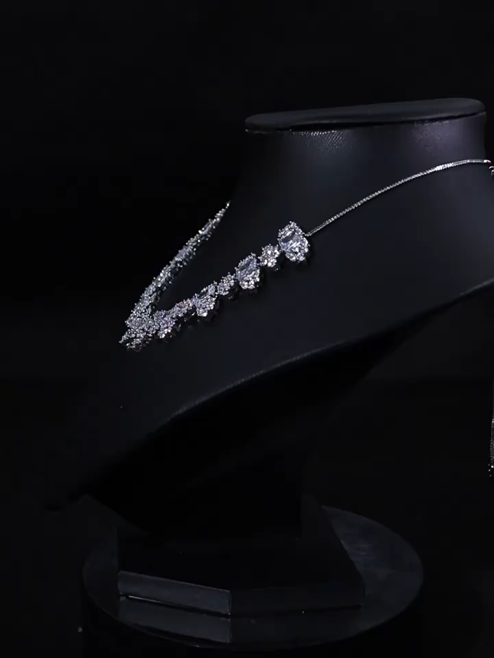 Elegant Jewelry Collection | CZ Necklace & Earrings Set for Evening Gowns & Special Occasions