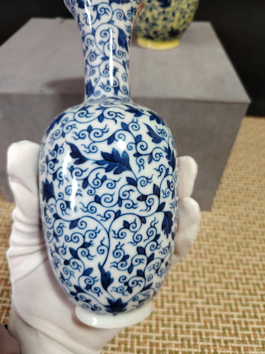 Blue and White with Iron-Red Overglaze Bottle