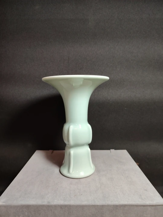 Qing Dynasty Emperor Qianlong Sky-Blue Glaze Huagu Vase with Halberd-Shaped Protrusions