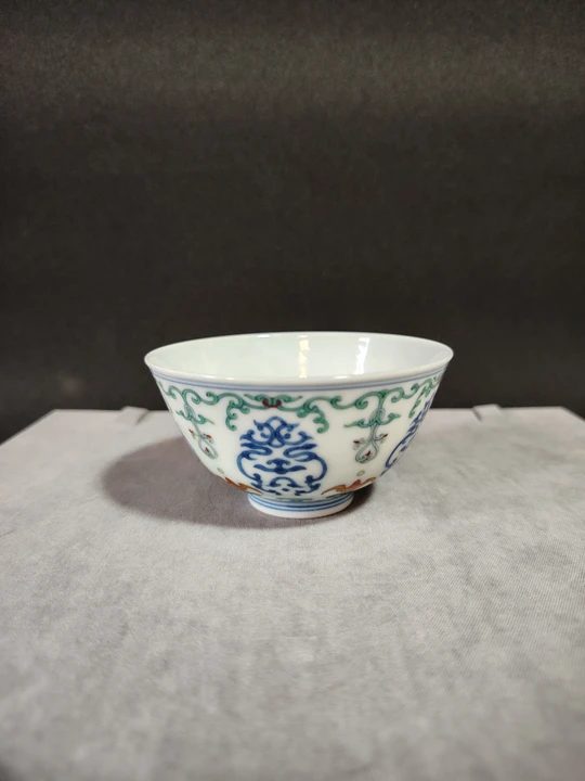 Doucai Five Blessings Honeysuckle Pattern Tea Cup