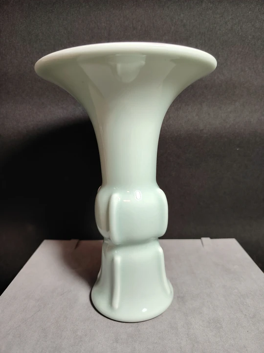 Qing Dynasty Emperor Qianlong Sky-Blue Glaze Huagu Vase with Halberd-Shaped Protrusions