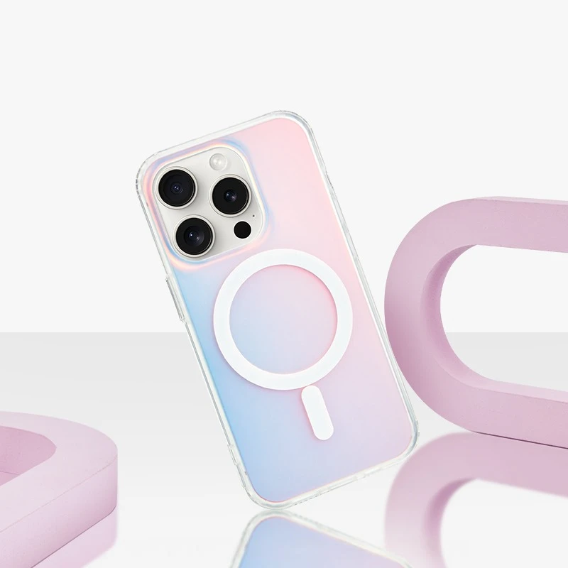 For iPhone Premium TPU Case with Laser Effect Shockproof MagSafe