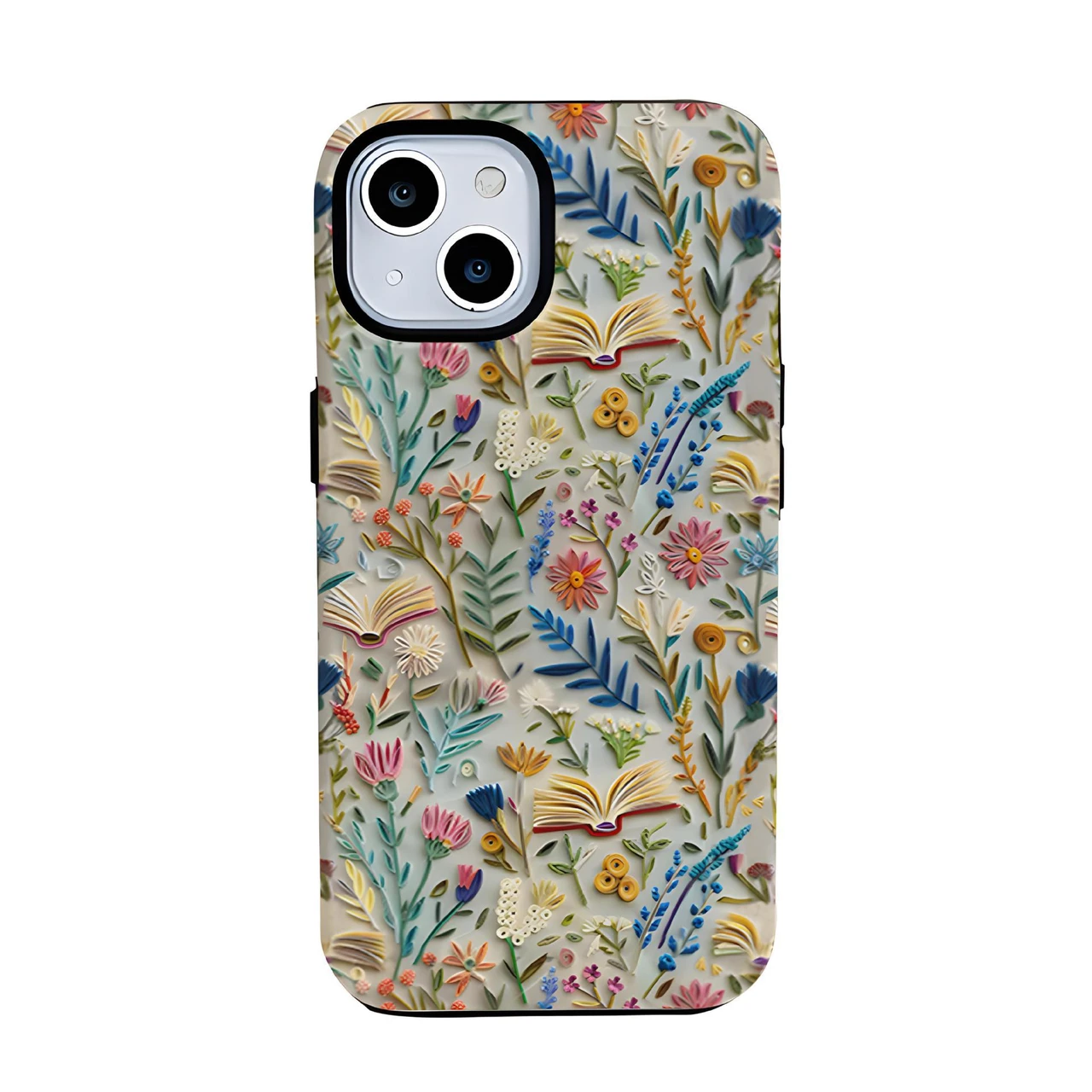 For iPhone Embroidery Style Hard Case Scratch Resistant Design