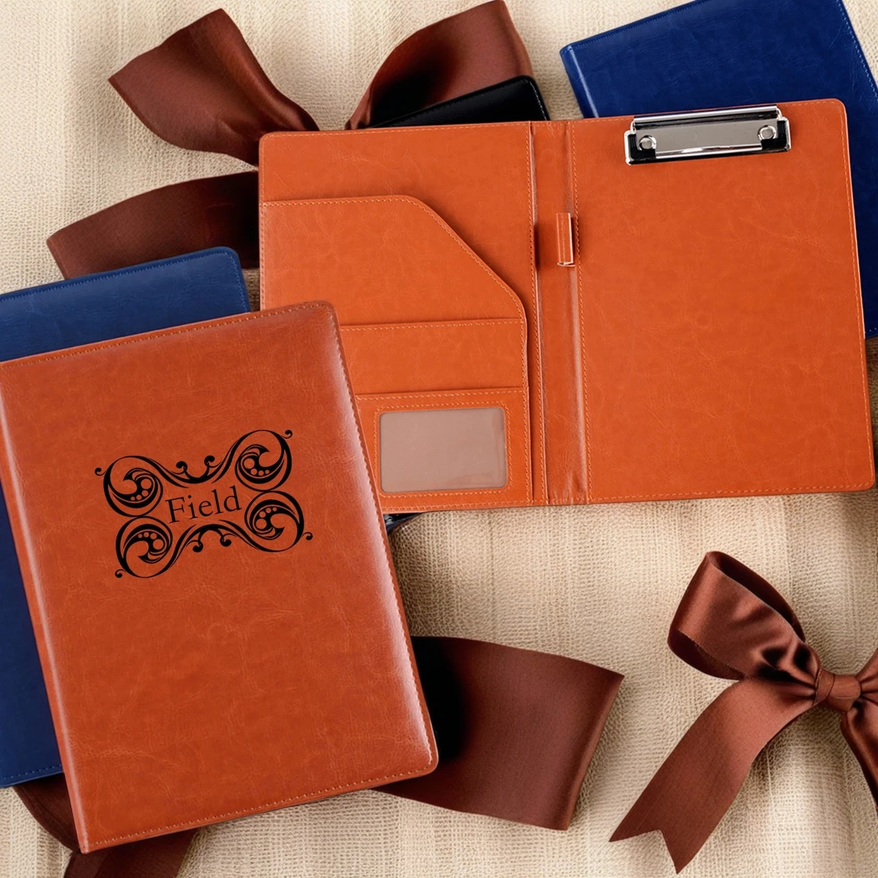 For DIY Custom PU Leather A4 Business Folder with Logo Personalization