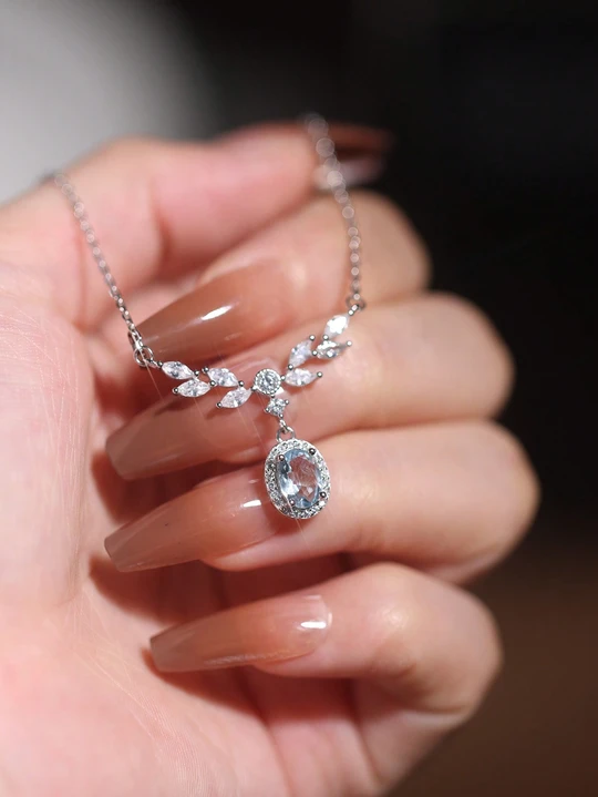 S925 Sterling Silver Sapphire Adjustable Necklace For Women