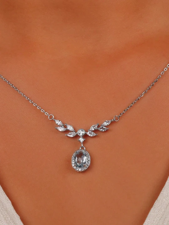 S925 Sterling Silver Sapphire Adjustable Necklace For Women