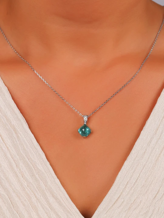 S925 Sterling Silver Paraíba Adjustable Necklace For Women