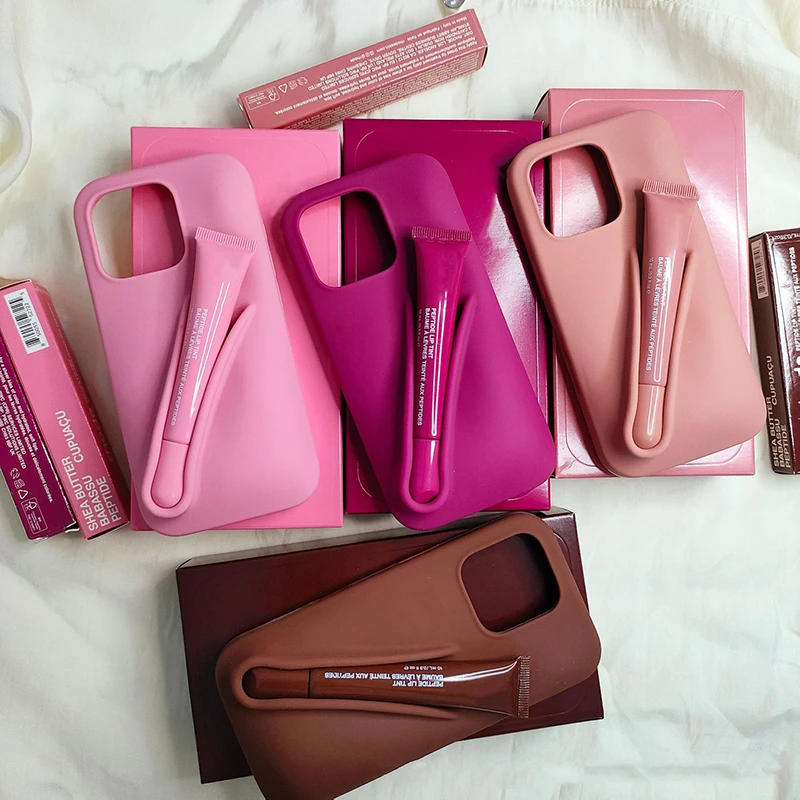 For iPhone Lipstick Shape Silicone Case Soft Shockproof Cover