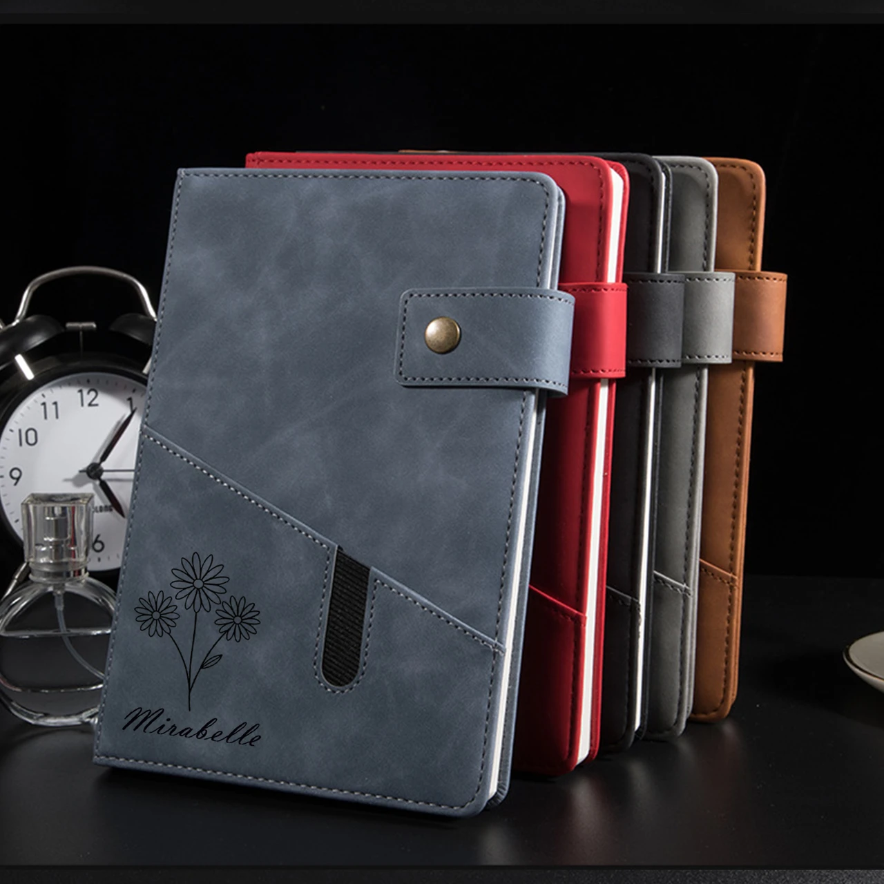 For DIY Custom A5 Vintage Faux Leather Notebook Gift Set with Pen