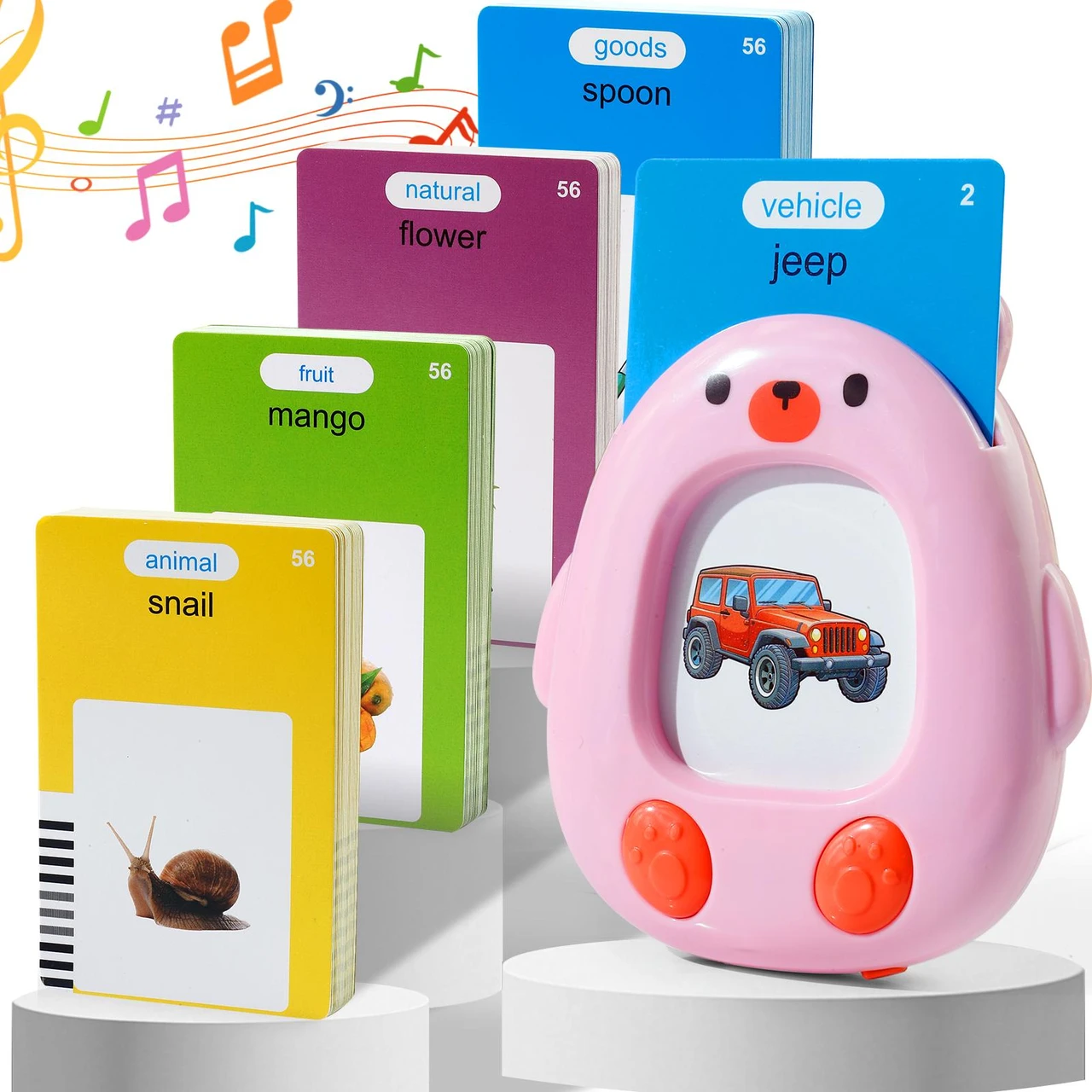 Talking Flash Cards Toy for Kids - English Language Learning Set for Toddlers & Preschoolers - Interactive Tapping Game with Vocational Voice Feedback