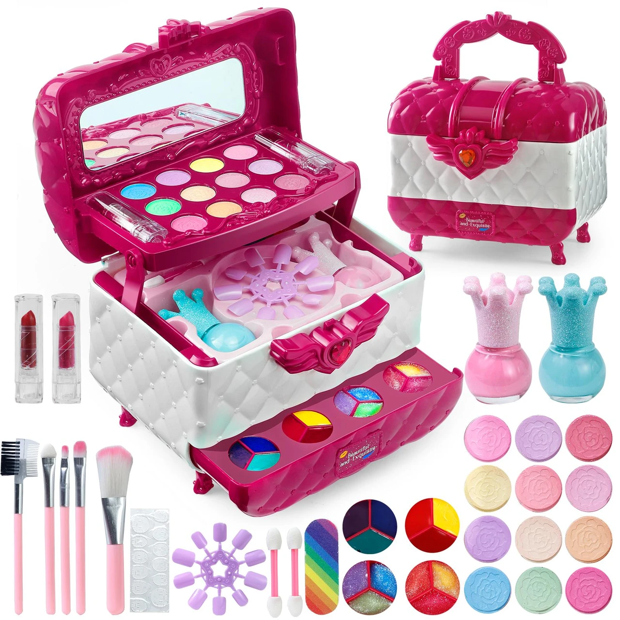 Kids Washable Makeup Toys for Girls Makeup Kit for Kids Make up Set Real Makeup for Little Girls Toddlers Princess Christmas Birthday Gifts