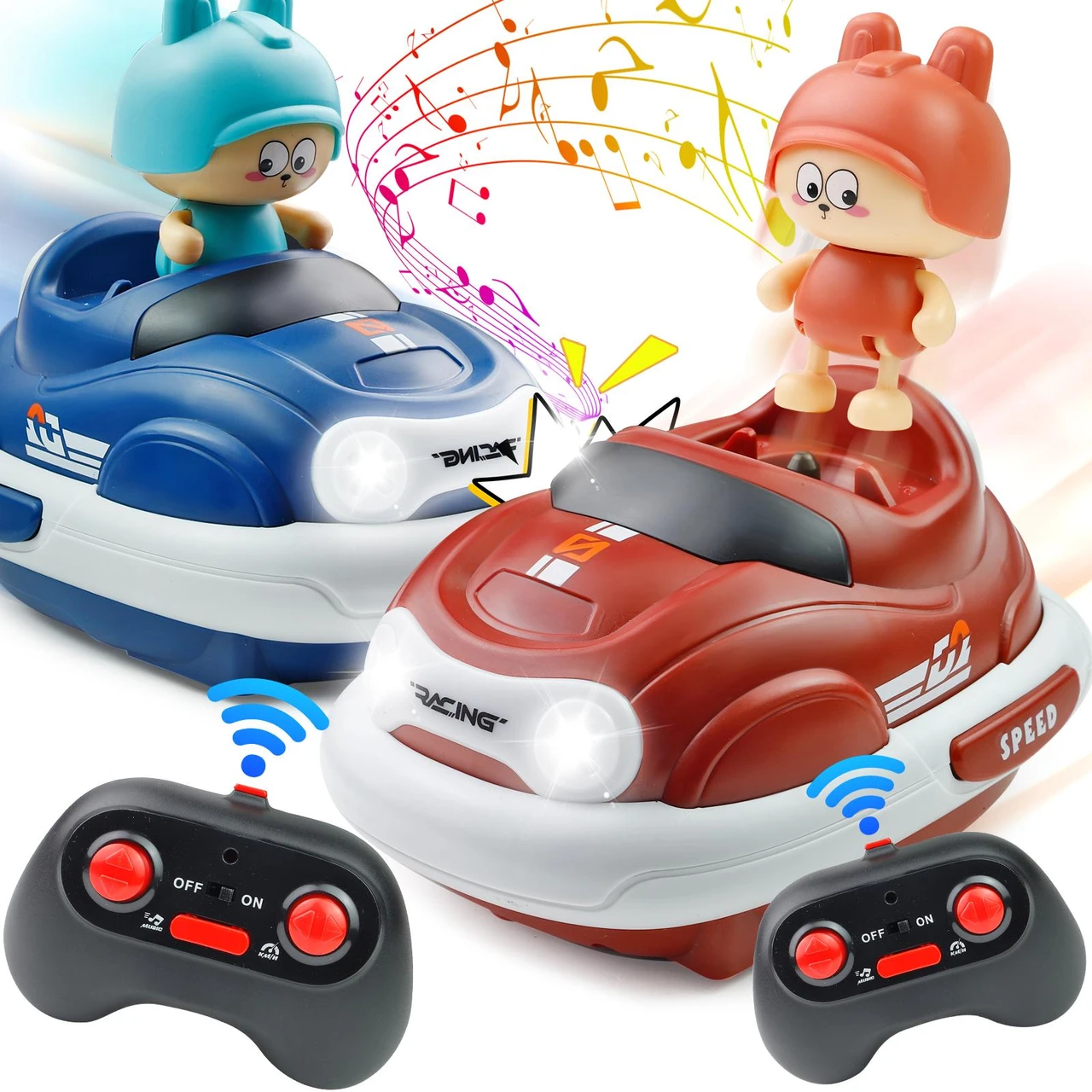 2 Pack RC Bumper Car - Remote Control Car Toy for Kids & Adults Competition Interaction Jumping Bumper Car with Lights