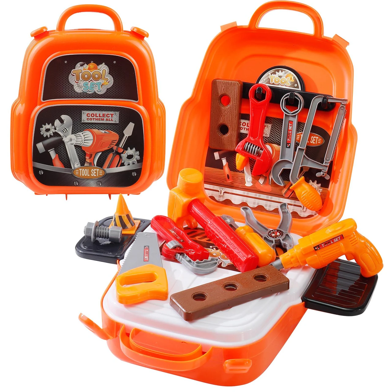 21PCS Kids Tool Set - Toddler Construction Tools with Toolbox & Electronic Drill, Pretend Play Set for Boys and Girls Aged 3-7, Birthday Gift for 3-6 Year Olds