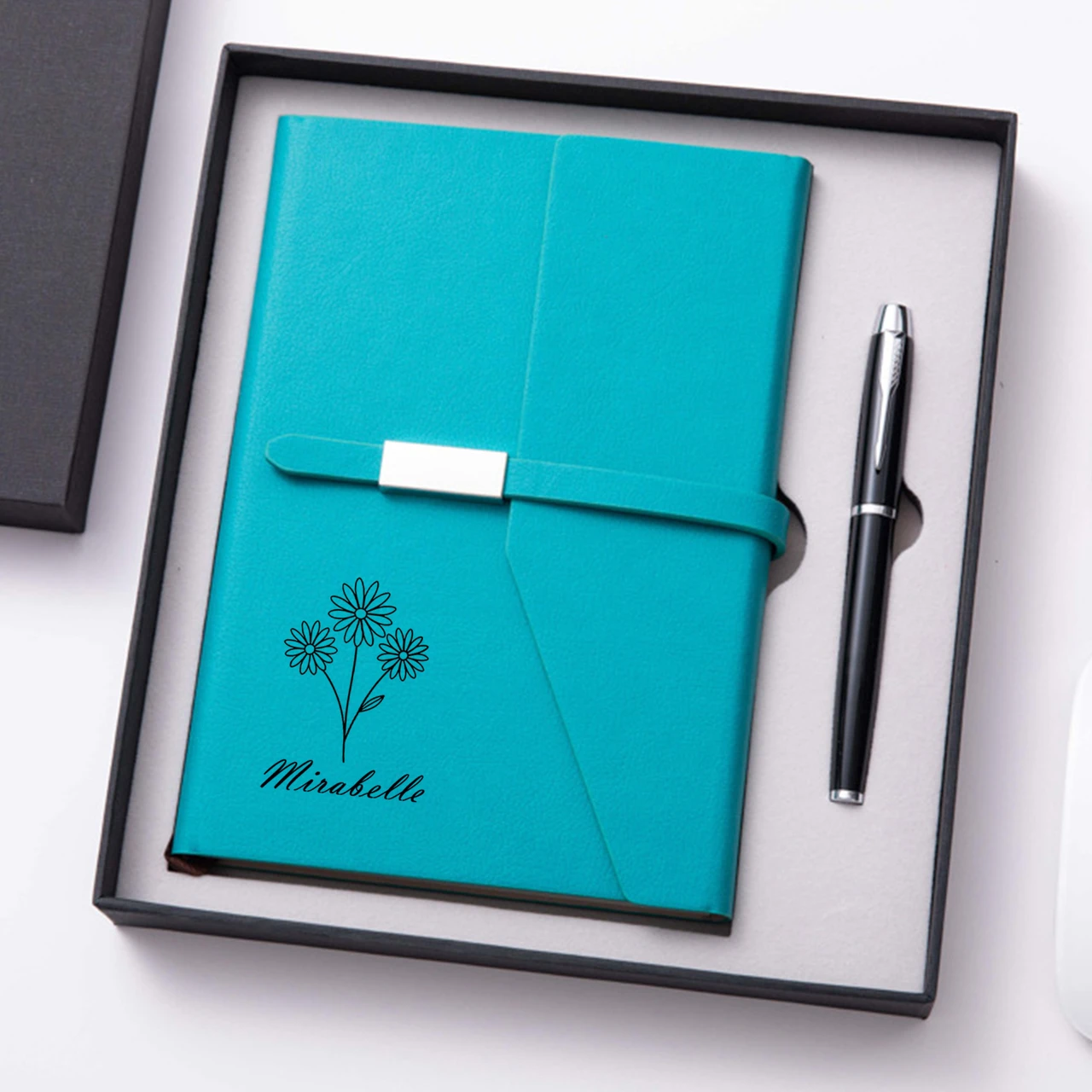 For DIY Personalized A5 PU Leather Notebook Gift Set with Custom Logo