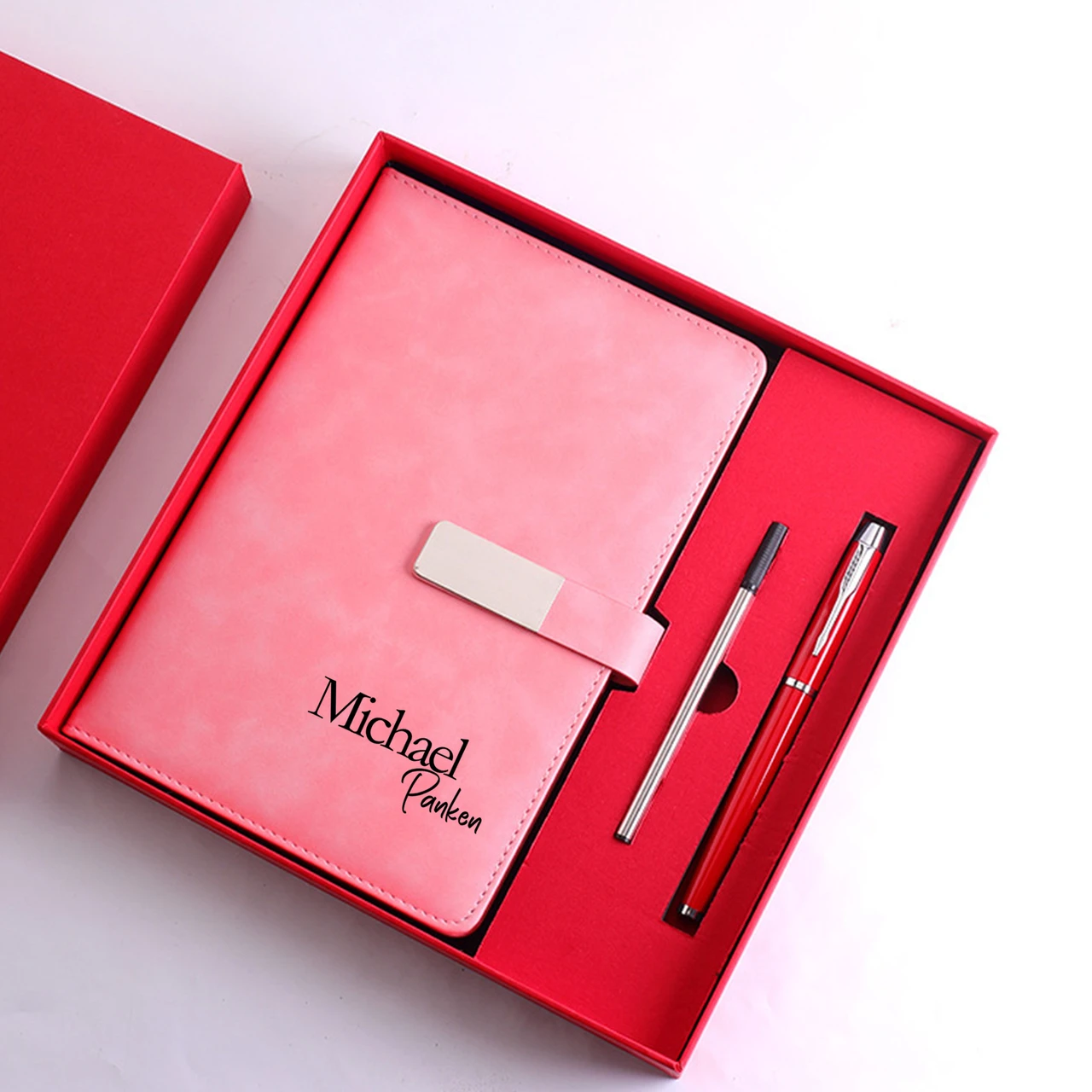 For DIY Custom A5 PU Leather Notebook Gift Set with Pen and Refill