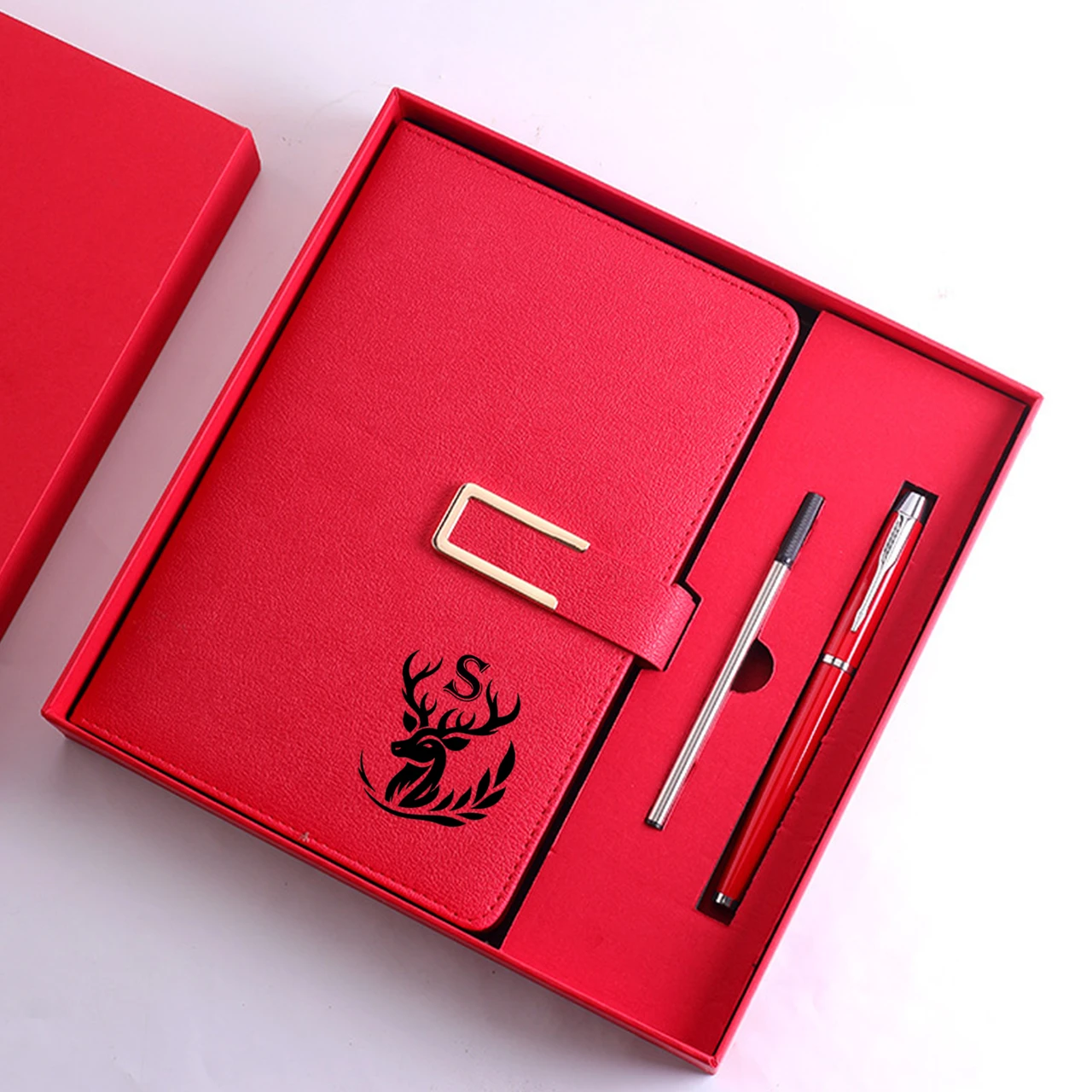 For DIY Custom PU Leather Notebook Gift Set with Strap and Pen