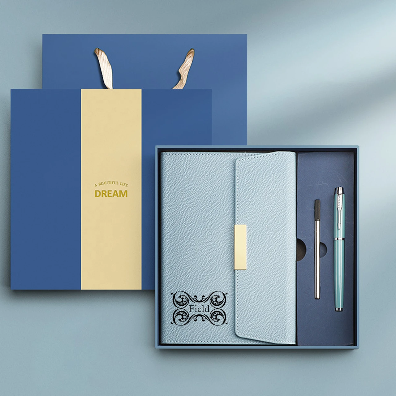 For DIY Personalized A5 Business Notebook Gift Set with Pen Refill