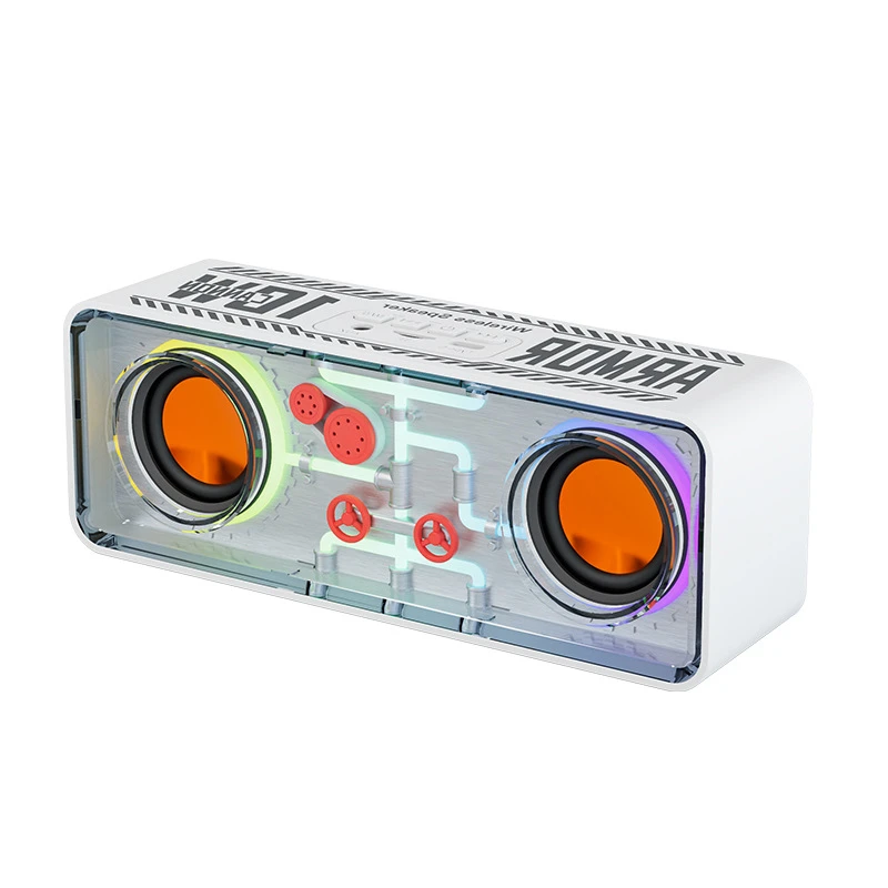 Dual Speaker Transparent Bluetooth Speaker Cyberpunk RGB Bass