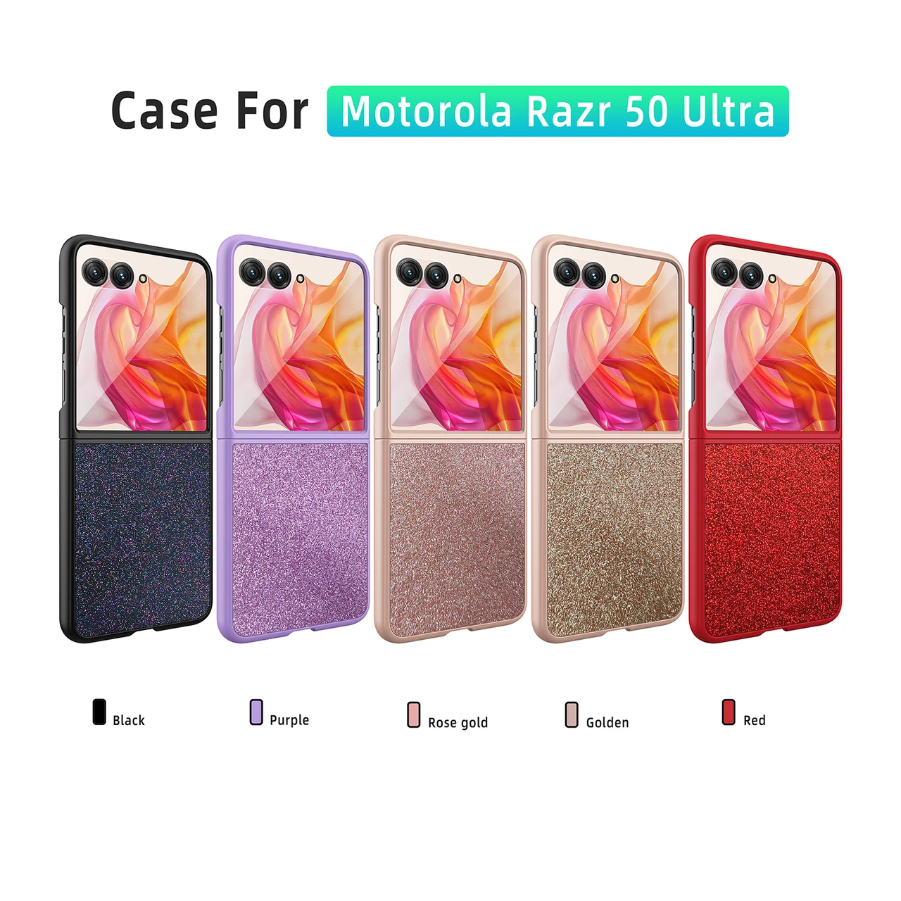 For Motorola Razr 50 Ultra Glitter Leather Shockproof Slim PC Case