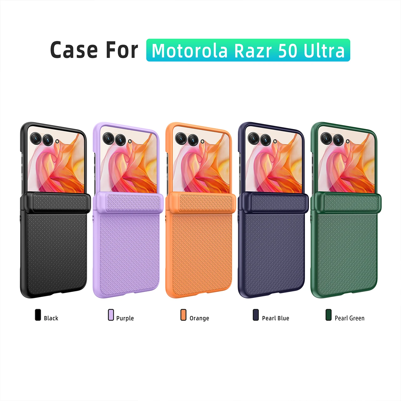 For Motorola Razr 50 Ultra Grid Texture Spring Hinge Shockproof Case