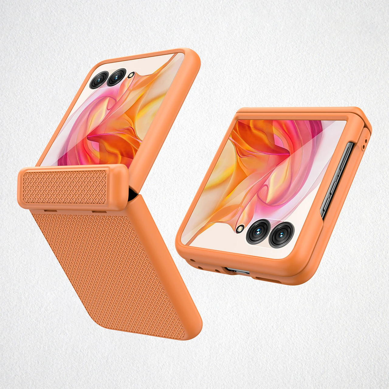 For Motorola Razr 50 Ultra Grid Texture Spring Hinge Shockproof Case