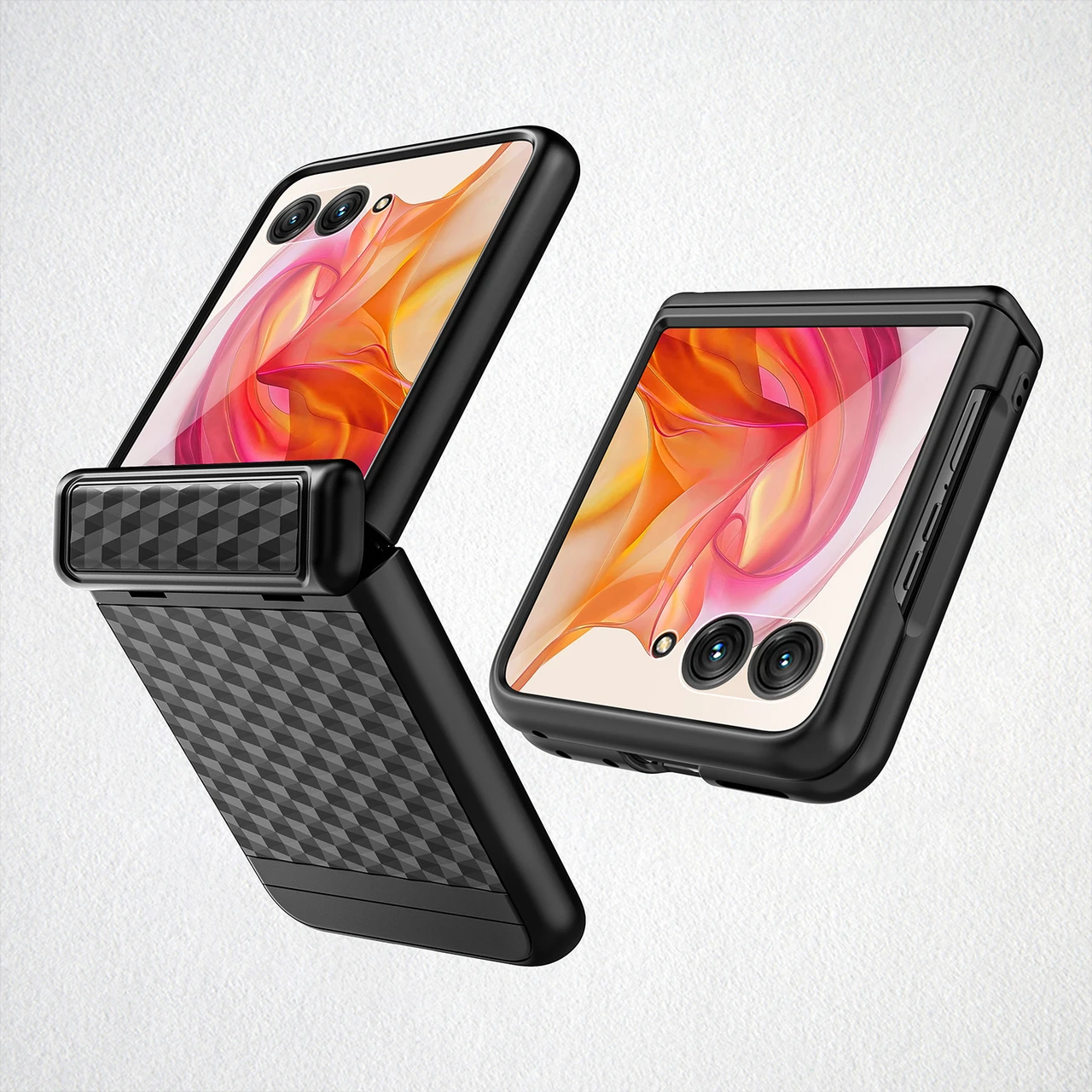 For Motorola Razr 50 Ultra Cube Texture Spring Hinge Shockproof Case