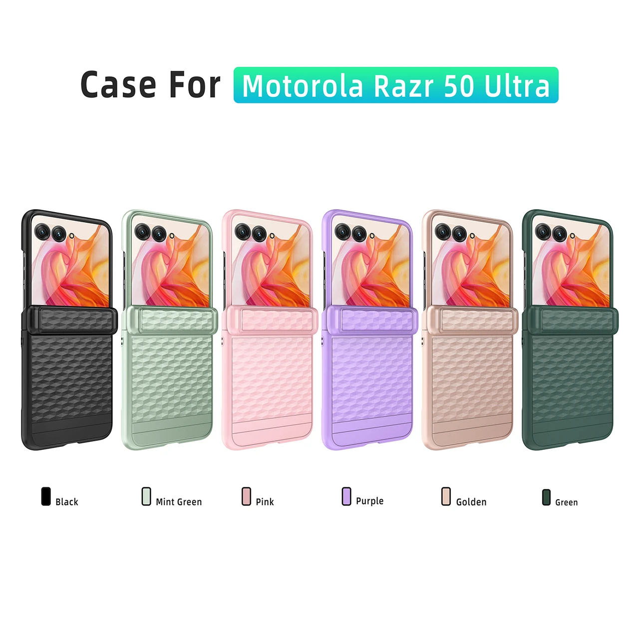 For Motorola Razr 50 Ultra Cube Texture Spring Hinge Shockproof Case