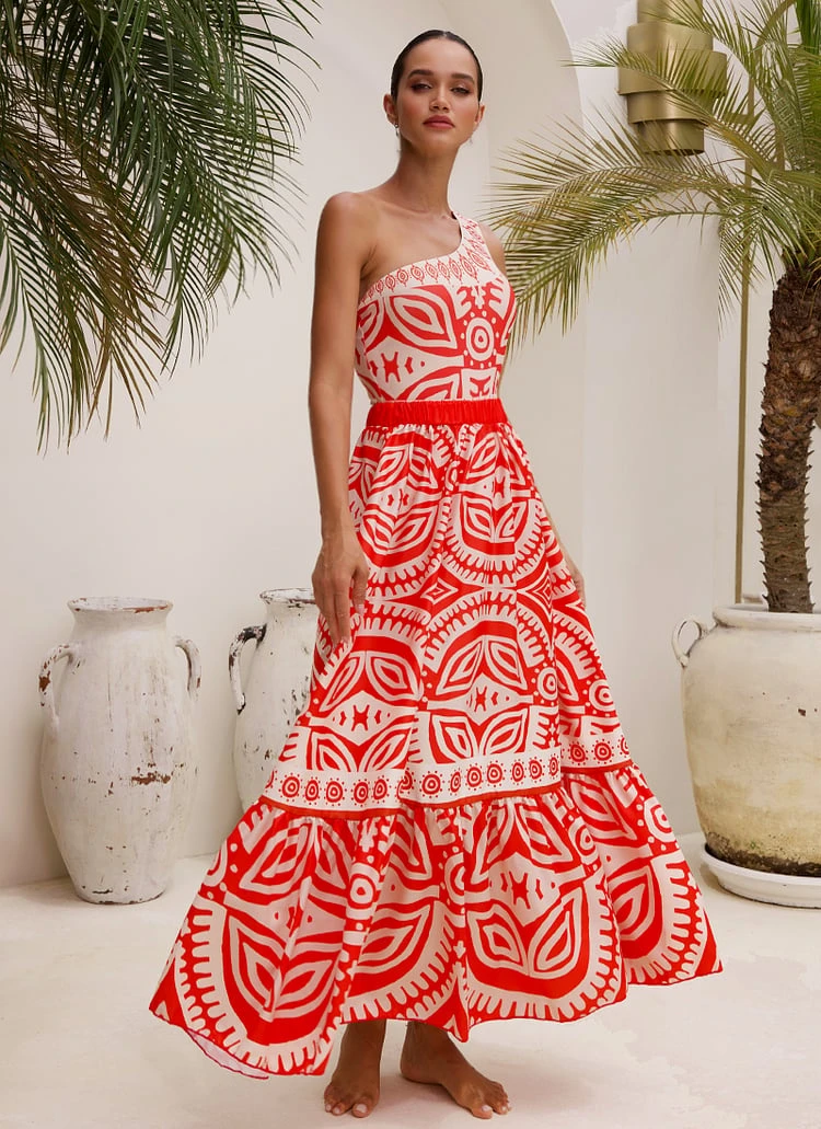 One Shoulder One Piece Swimsuit Set