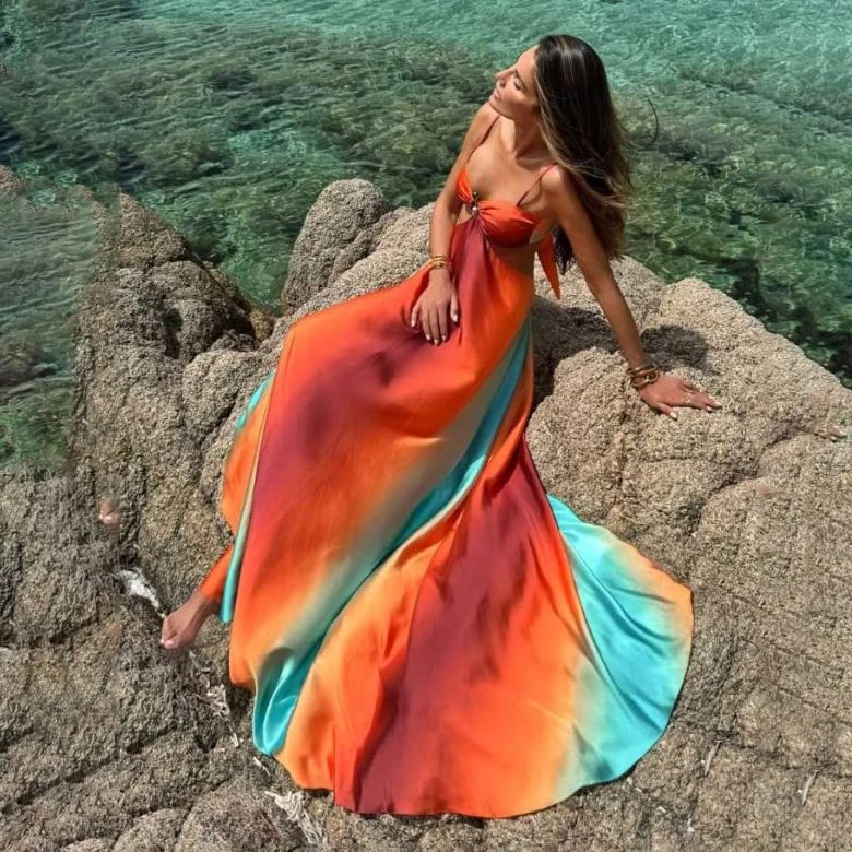 Dbvacay  Hollowout Gradation Maxi Dress